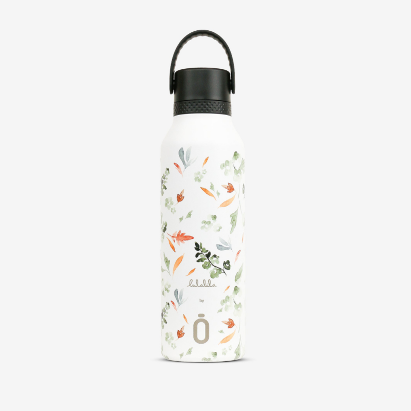 botella termo de acero inoxidable estampada yoga